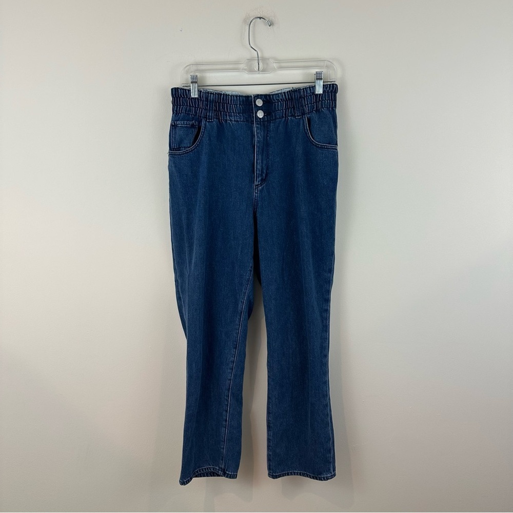 LOFT Dark Blue Straight Leg Jeans Elastic Waist Women's Size Medium